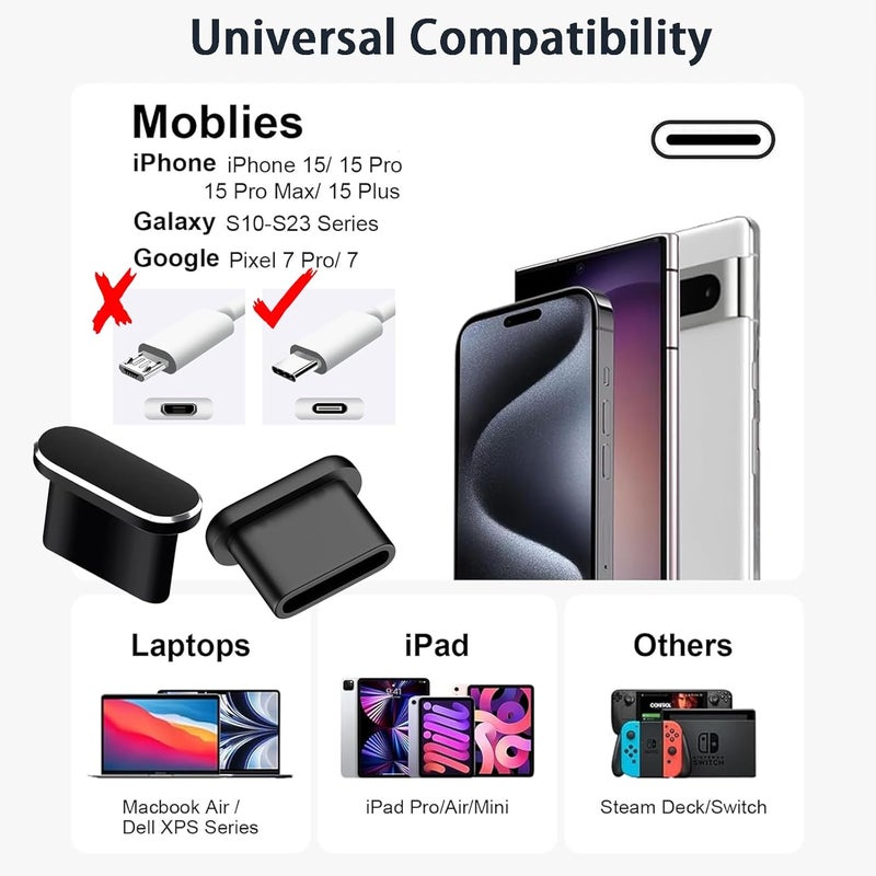 UYXiNONE سماعة هاتف محمول بشبكة معدنية مضادة للغبار لجهاز iPhone 17، سدادة منفذ شحن TypeC، مجموعة أدوات تنظيف فرشاة USB C لجهاز iPhone 1615 - Image 5